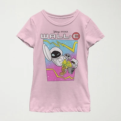 Little & Big Kid Girls Crew Neck Short Sleeve Slim Fit Wall-E Graphic T-Shirt