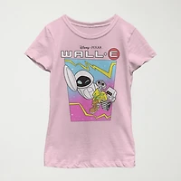 Little & Big Kid Girls Crew Neck Short Sleeve Slim Fit Wall-E Graphic T-Shirt