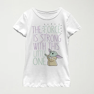 The Child Little & Big Kid Girls Crew Neck Short Sleeve Slim Fit Star Wars Graphic T-Shirt