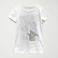 The Child Little & Big Kid Girls Crew Neck Short Sleeve Slim Fit Star Wars Graphic T-Shirt
