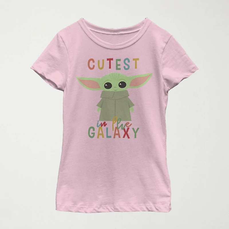 Cutest Little Child & Big Kid Girls Crew Neck Short Sleeve Slim Fit Star Wars Graphic T-Shirt