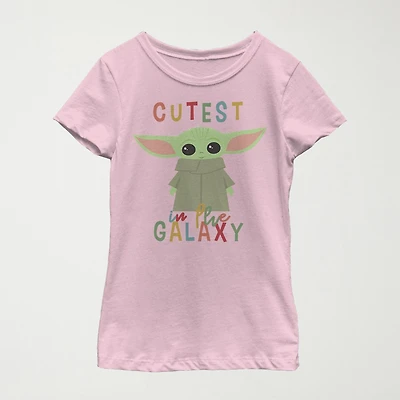 Cutest Little Child & Big Kid Girls Crew Neck Short Sleeve Slim Fit Star Wars Graphic T-Shirt