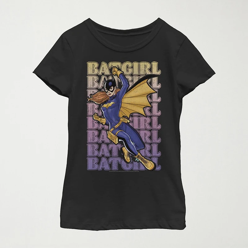 Little & Big Kid Girls Crew Neck Short Sleeve Slim Fit Batgirl DC Comics Graphic T-Shirt