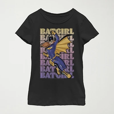 Little & Big Kid Girls Crew Neck Short Sleeve Slim Fit Batgirl DC Comics Graphic T-Shirt