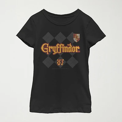 Gryffindor Little & Big Kid Girls Crew Neck Short Sleeve Slim Fit Harry Potter Graphic T-Shirt