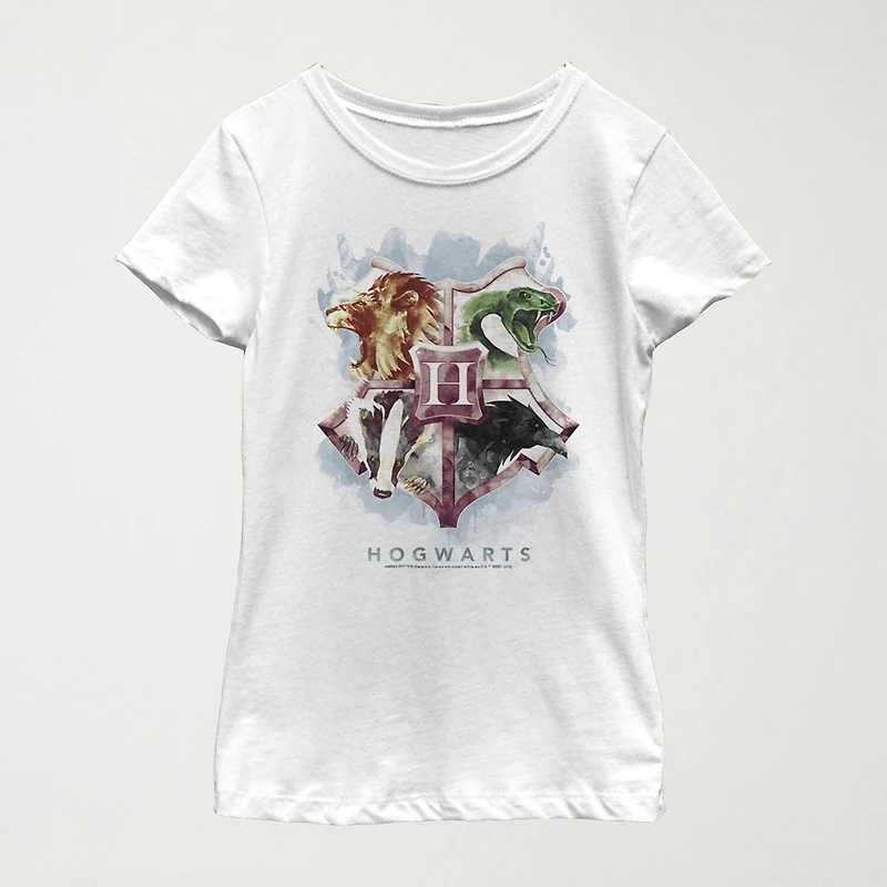 Hogwarts Little & Big Kid Girls Crew Neck Short Sleeve Slim Fit Harry Potter Graphic T-Shirt