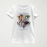 Hogwarts Little & Big Kid Girls Crew Neck Short Sleeve Slim Fit Harry Potter Graphic T-Shirt