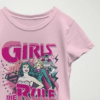Little & Big Kid Girls Crew Neck Short Sleeve Slim Fit DC Comics Justice League Graphic T-Shirt