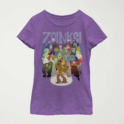 Little & Big Kid Girls Crew Neck Short Sleeve Slim Fit Scooby Doo Graphic T-Shirt