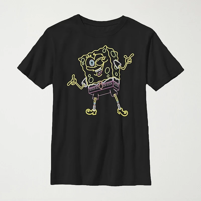 Little & Big Kid Boys Crew Neck Short Sleeve Regular Fit Spongebob Graphic T-Shirt
