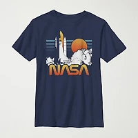 Little & Big Kid Boys Crew Neck Short Sleeve Regular Fit NASA Graphic T-Shirt