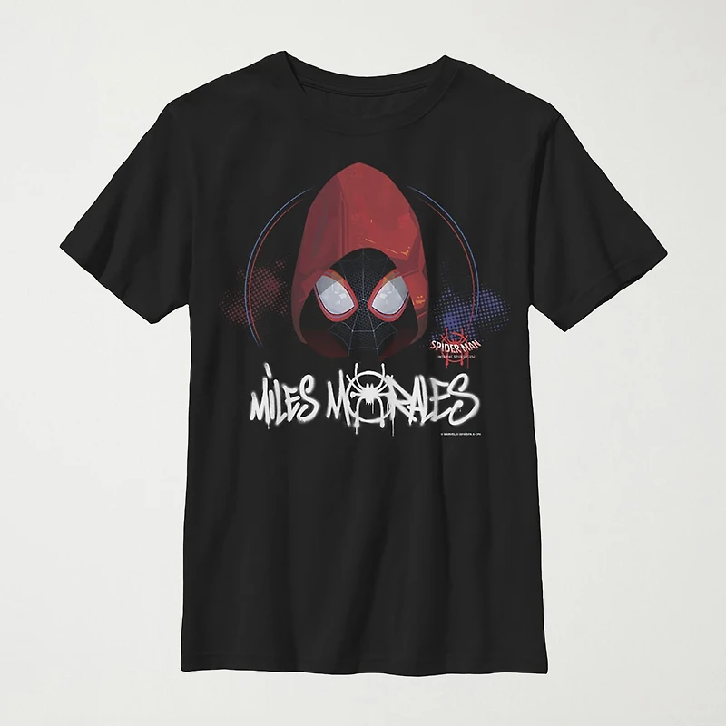 Miles Morales Little & Big Kid Boys Crew Neck Short Sleeve Regular Fit Spiderman Graphic T-Shirt