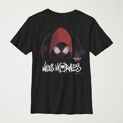 Miles Morales Little & Big Kid Boys Crew Neck Short Sleeve Regular Fit Spiderman Graphic T-Shirt