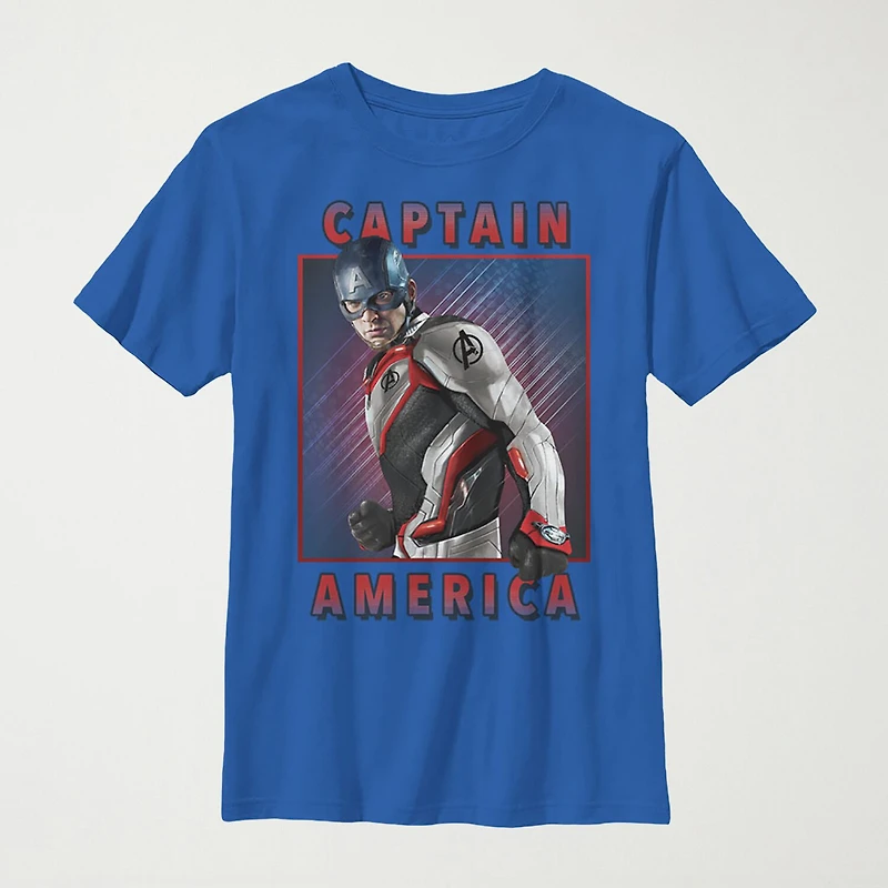 Little & Big Boys Marvel Captain America Crew Neck Short Sleeve Graphic T-Shirt