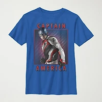 Little & Big Boys Marvel Captain America Crew Neck Short Sleeve Graphic T-Shirt