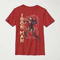 Little & Big Kid Boys Crew Neck Short Sleeve Regular Fit Iron Man Marvel Graphic T-Shirt