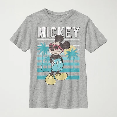Disney Little & Big Kid Boys Crew Neck Short Sleeve Slim Fit Mickey Mouse Graphic T-Shirt