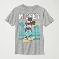 Disney Little & Big Kid Boys Crew Neck Short Sleeve Slim Fit Mickey Mouse Graphic T-Shirt