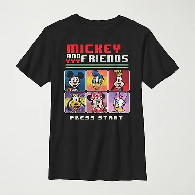 Disney Little & Big Kid Boys Crew Neck Short Sleeve Slim Fit Mickey and Friends Graphic T-Shirt