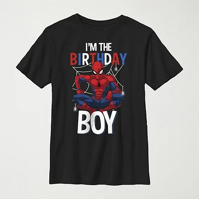 Little & Big Kid Boys Crew Neck Short Sleeve Regular Fit Spiderman Graphic T-Shirt
