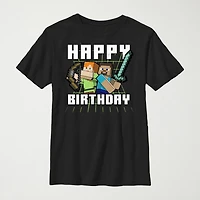 Little & Big Kid Boys Crew Neck Short Sleeve Slim Fit Minecraft Graphic T-Shirt
