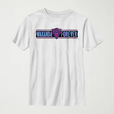 Little & Big Kid Boys Crew Neck Short Sleeve Regular Fit Black Panther Marvel Graphic T-Shirt
