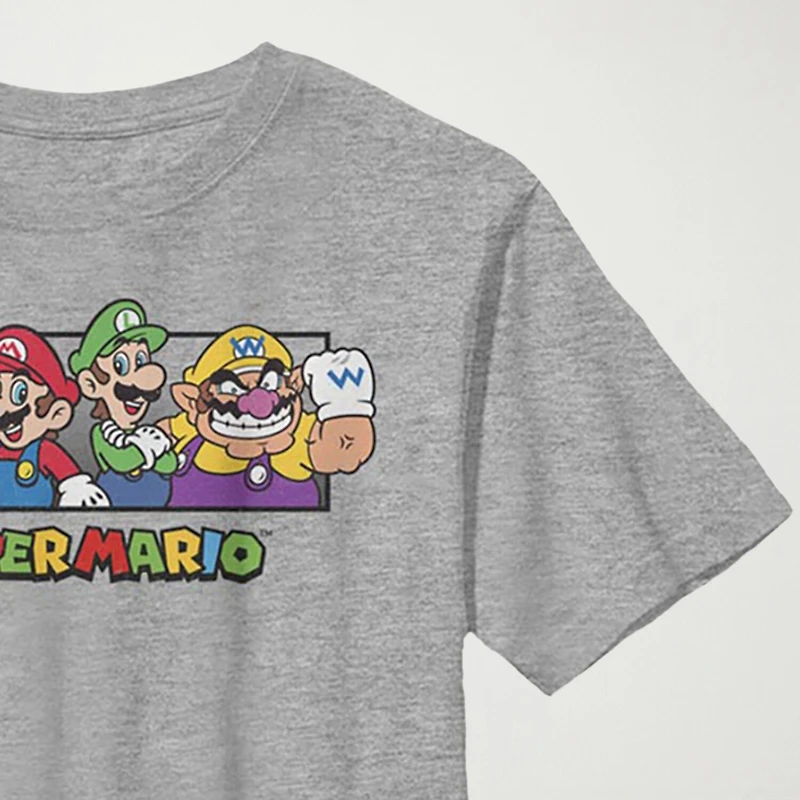 Little & Big Kid Boys Crew Neck Short Sleeve Slim Fit Super Mario Graphic T-Shirt