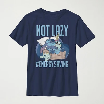Little & Big Kid Boys Crew Neck Short Sleeve Slim Fit Lilo Stitch Graphic T-Shirt