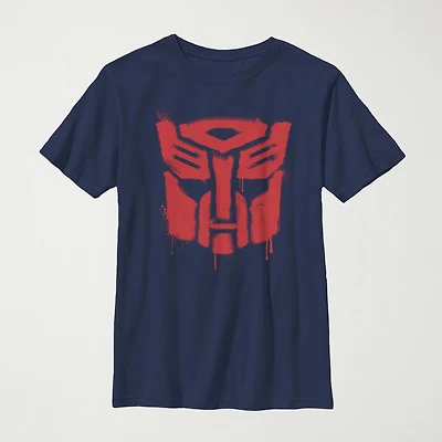 Drippy Autobot Little & Big Kid Boys Crew Neck Short Sleeve Slim Fit Transformers Graphic T-Shirt