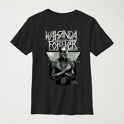 Little & Big Kid Boys Crew Neck Short Sleeve Slim Fit Black Panther Marvel Graphic T-Shirt