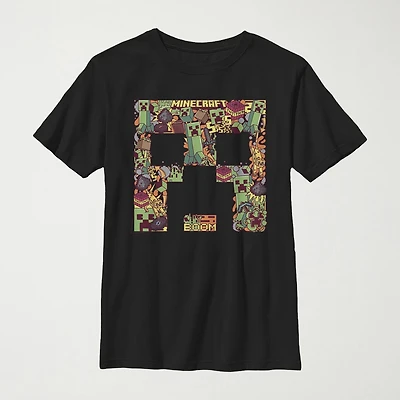 Little & Big Kid Boys Crew Neck Short Sleeve Slim Fit Minecraft Graphic T-Shirt