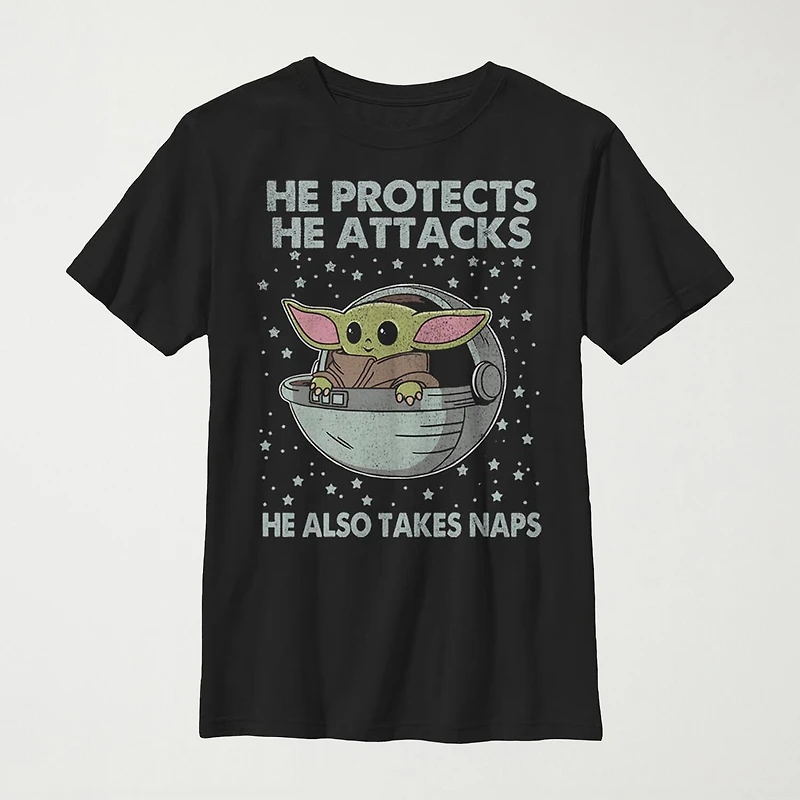 Little & Big Kid Boys Crew Neck Short Sleeve Slim Fit Star Wars Graphic T-Shirt