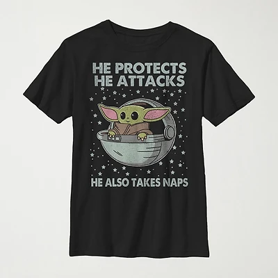 Little & Big Kid Boys Crew Neck Short Sleeve Slim Fit Star Wars Graphic T-Shirt