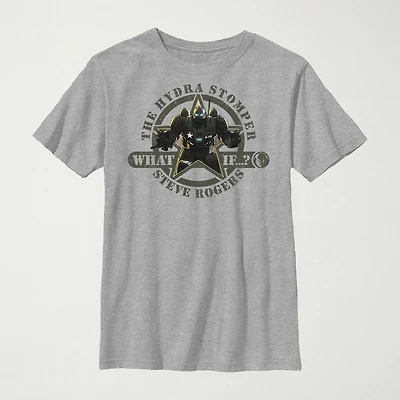 Steve Rodgers Hydra Little & Big Kid Boys Crew Neck Short Sleeve Slim Fit Avengers Marvel Graphic T-Shirt