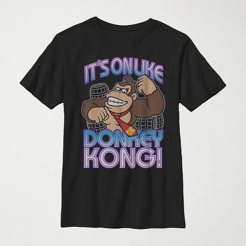 Little & Big Kid Boys Crew Neck Short Sleeve Regular Fit Donkey Kong Super Mario Graphic T-Shirt