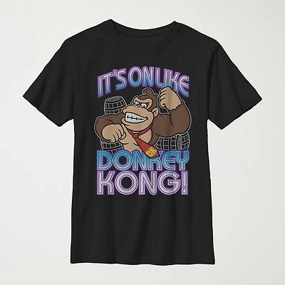 Little & Big Kid Boys Crew Neck Short Sleeve Regular Fit Donkey Kong Super Mario Graphic T-Shirt