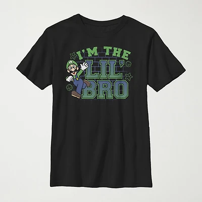 Little & Big Kid Boys Crew Neck Short Sleeve Regular Fit Luigi Super Mario Graphic T-Shirt