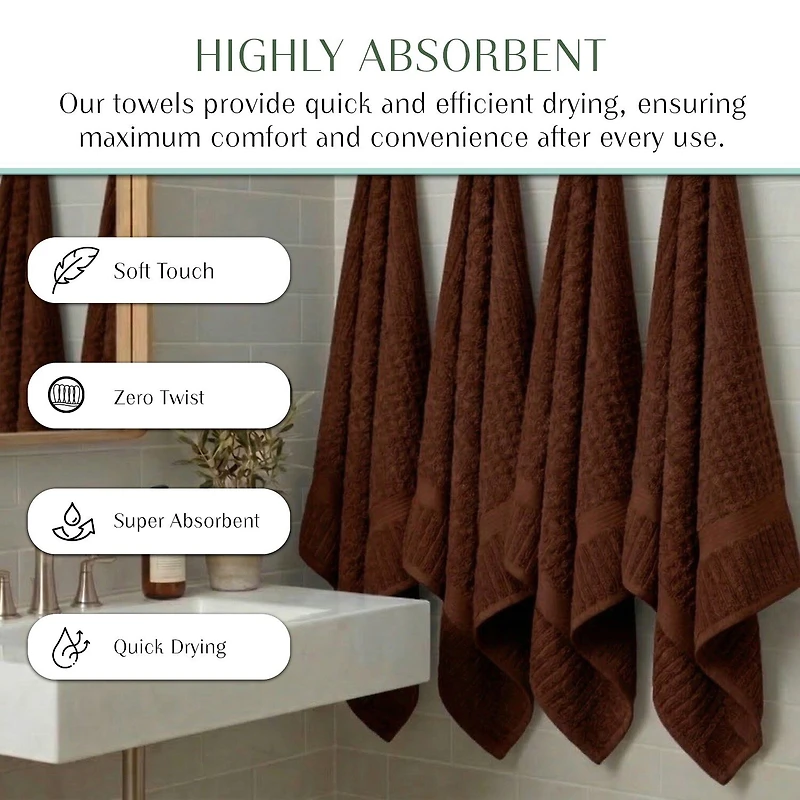 Home Weavers Inc Willow Collection 100% Cotton Zero Twist 4-pc. Hand Towel