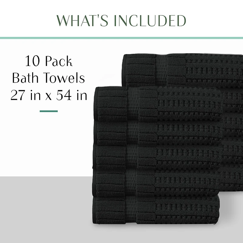 Home Weavers Inc Willow Collection 100% Cotton Zero Twist 10-pc. Quick Dry Bath Towel Set