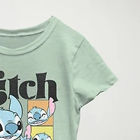 Disney Little & Big Kid Girls Crew Neck Short Sleeve Regular Fit Lilo Stitch Graphic T-Shirt