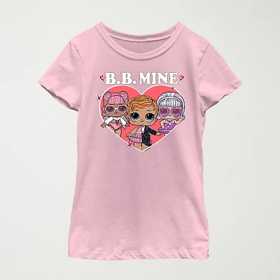 Little & Big Kid Girls Crew Neck Short Sleeve Regular Fit LOL Graphic T-Shirt