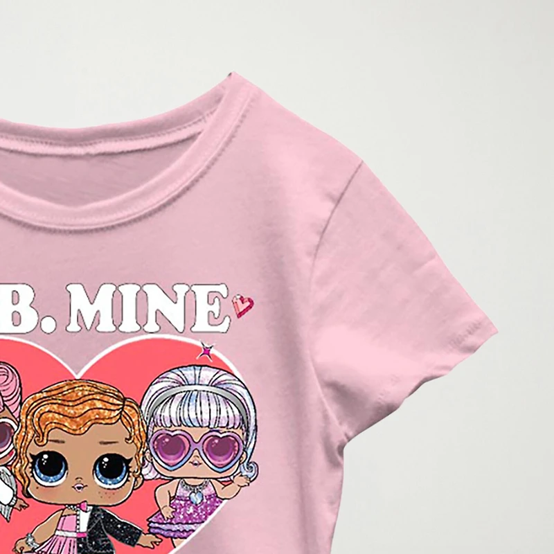 Little & Big Kid Girls Crew Neck Short Sleeve Regular Fit LOL Graphic T-Shirt