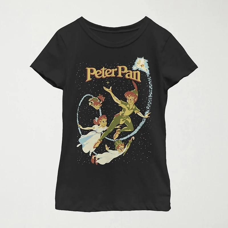 Little & Big Kid Girls Crew Neck Short Sleeve Regular Fit Peter Pan Tinker Bell Graphic T-Shirt