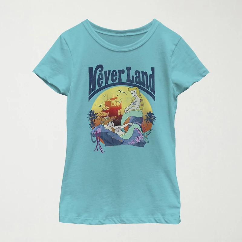 Little & Big Kid Girls Crew Neck Short Sleeve Regular Fit Peter Pan Tinker Bell Graphic T-Shirt