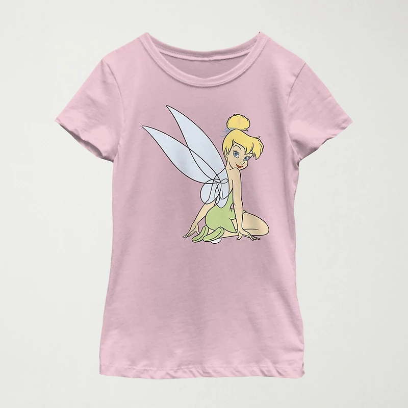 Little & Big Kid Girls Crew Neck Short Sleeve Regular Fit Peter Pan Tinker Bell Graphic T-Shirt