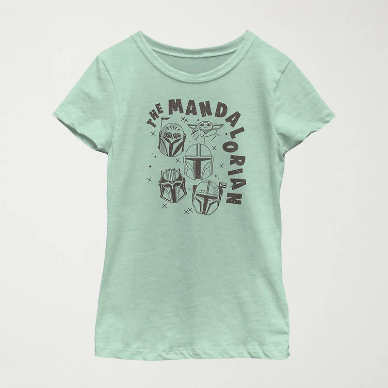 The Mandalorian Little & Big Kid Girls Crew Neck Short Sleeve Regular Fit Star Wars Graphic T-Shirt