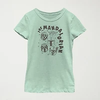 The Mandalorian Little & Big Kid Girls Crew Neck Short Sleeve Regular Fit Star Wars Graphic T-Shirt