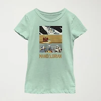 The Mandalorian Little & Big Kid Girls Crew Neck Short Sleeve Regular Fit Star Wars Graphic T-Shirt