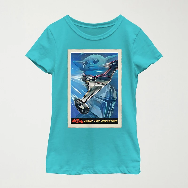 The Mandalorian Little & Big Kid Girls Crew Neck Short Sleeve Regular Fit Star Wars Graphic T-Shirt