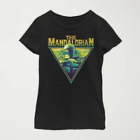 The Mandalorian Little & Big Kid Girls Crew Neck Short Sleeve Regular Fit Star Wars Graphic T-Shirt